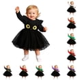 thumbnail image 1 of Girls Long Sleeve Cat Eye Print Mesh Dress Halloween Princess Tutu Gown for Toddler Kids Fall Everyday Wear, 1 of 8