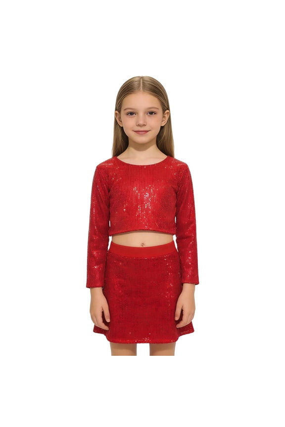 Girls Long Sleeve Cheerleading Dance Performance Top Stretchy Athletic Round Neck Tee Shirt for Carnival Tween Kids Summer Soft Comfy Cute Basic Tees