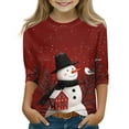 thumbnail image 1 of Girls Long Sleeve Christmas Top Festive Snowflake Print Pullover Crewneck Casual Holiday Shirt for Kids Winter Outfit, 1 of 4