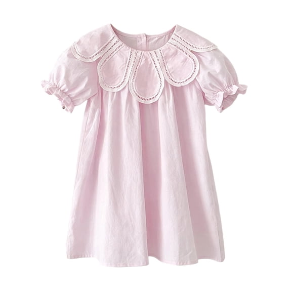 Girls Long Sleeve Cotton Dress Casual Everyday School Dress Toddler