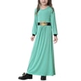 thumbnail image 1 of Girls Long Sleeve Crew Neck Dress, Solid Color Maxi Dress for Kids, Comfortable Everyday Casual Wear, Loose Fit Stretchy Dress for School and Play Light Green XXXL, 1 of 8