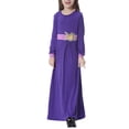 thumbnail image 1 of Girls Long Sleeve Crew Neck Dress, Solid Color Maxi Dress for Kids, Comfortable Everyday Casual Wear, Loose Fit Stretchy Dress for School and Play Purple XL, 1 of 8
