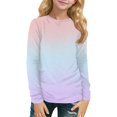 thumbnail image 1 of Girls Long Sleeve Crewneck Gradient Print Casual Pullover Top Soft Lightweight Comfortable Shirt for Daily Wear School, 1 of 5