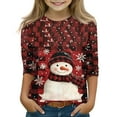 thumbnail image 1 of Girls Long Sleeve Crewneck Pullover Top with Festive Hanging Ornament Print for Holiday and Everyday Wear, 1 of 4
