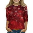 thumbnail image 1 of Girls Long Sleeve Crewneck Pullover Top with Festive Hanging Ornament Print for Holiday and Everyday Wear, 1 of 4