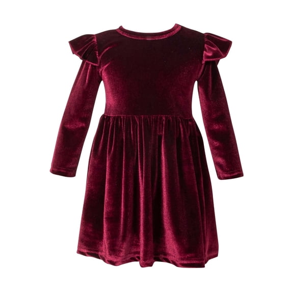 Girls Long Sleeve Dress Infant Toddler Girls Solid Color Single Sided Velvet Lace Long Sleeves Ruched Dress Long Sleeve Bottoming Dress Black Dress