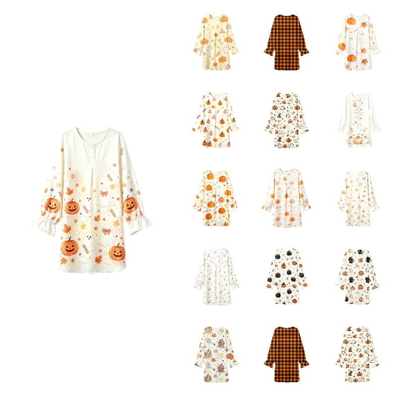 Girls Long Sleeve Dresses Kids Casual T-Shirt Dresses, Crewneck, Fall Dresses Back to School Outfits Midi Casual Sundress Halloween 7-8 Years