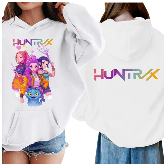 Girls Long Sleeve Graphic Hoodie Soft Pullover Cute Sweatshirt Top Cozy Outerwear For Everyday Wear White 11- 12 Years