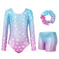 thumbnail image 1 of Girls Long Sleeve Gymnastics Leotard Cross Back Glitter Ballet Leotards for Kids 3-12Y, 1 of 8