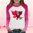 thumbnail image 1 of Girls Long Sleeve Heart Print Shirt - Soft Stretchy Raglan Top Pink & White for Kids 4-14 Years, Valentine's Day Casual Wear,Size 10 T, 1 of 9
