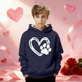 thumbnail image 1 of Girls Long Sleeve Hooded Sweatshirt with Cute Puppy and Heart Print Casual Hoodies Sweatshirts Jacket Soft Lined Fall Winter Warm Valentine's Day Gifts(Navy,9-10 Years), 1 of 5