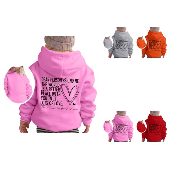Girls Long Sleeve Hooded Sweatshirt, Soft Graphic Pullover Top for Kids, Cute Casual Wear, Thick Comfortable Fabric