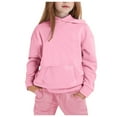 thumbnail image 1 of Girls Long Sleeve Hoodie Pullover and Pants Set Warm Solid Color Sweat Suit Outfit for Toddler Kids, 1 of 2