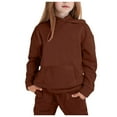 thumbnail image 1 of Girls Long Sleeve Hoodie Pullover and Pants Set Warm Solid Color Sweat Suit Outfit for Toddler Kids, 1 of 2