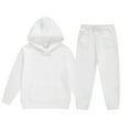 thumbnail image 1 of Kids Sweatsuit Set for Girls 2 Piece Long Sleeve White Soft Hoodie Leggings Pants Fall Winter Clothes Boys Active Tracksuit Set 8-9 Years, 1 of 2
