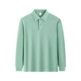 thumbnail image 1 of Girls' Long Sleeve Interlock Polo with Picot Collar Mint Green 120, 1 of 3