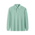 thumbnail image 1 of Girls' Long Sleeve Interlock Polo with Picot Collar Mint Green 140, 1 of 3