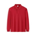 thumbnail image 1 of Girls' Long Sleeve Interlock Polo with Picot Collar Red 140, 1 of 3