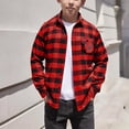 thumbnail image 1 of Girls Long Sleeve Jackets New Teen Boys Girls Lightweight Plaid Shirts Casual Long Sleeve Preppy School Fall Fashion Color Block Jackets Red 12-13 Years, 1 of 7