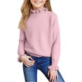 thumbnail image 1 of Girls Long Sleeve Knit Pullover Sweater with Ruffled Mock Neck and Ribbed Cuffs for Casual Wear Winter Fall Spring, 1 of 5