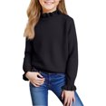 thumbnail image 1 of Girls Long Sleeve Knit Pullover Sweater with Ruffled Mock Neck and Ribbed Cuffs for Casual Wear Winter Fall Spring, 1 of 6