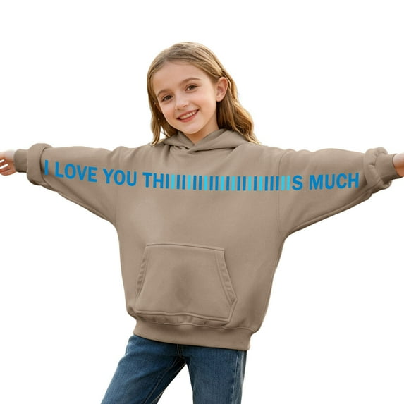 Girls Long Sleeve Letter Print Hooded Sweatshirt Casual Pullover Hoodie With Drawstring Soft For Daily Wear And Outdoor Activities Youth Fashion Apparel