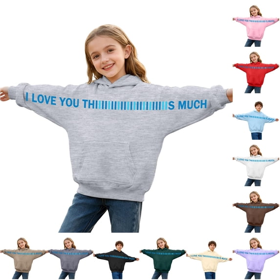 Girls Long Sleeve Letter Print Hooded Sweatshirt Casual Pullover Hoodie with Soft for Daily Wear and Outdoor Activities Youth Fashion Apparel Hoodie for Girls 13-14 Y