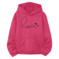 thumbnail image 1 of Girls Long Sleeve Letter Print Hoodie Pullover Top and Sweatpants Outfit Set Warm Jogger Suit, 1 of 5