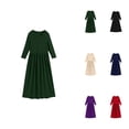 thumbnail image 1 of Girls Long Sleeve Maxi Dress Solid Color Scoop Neck Loose Fit Casual Daily Wear with Pockets (4-12 Years), 1 of 5