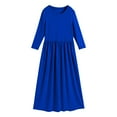 thumbnail image 1 of Girls Long Sleeve Maxi Dress Solid Color Scoop Neck Loose Fit Casual Daily Wear with Pockets (4-12 Years), 1 of 5