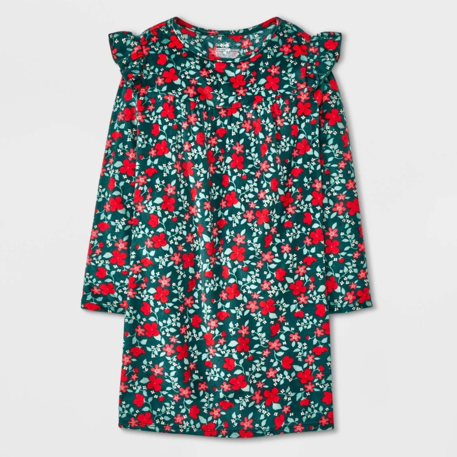 Girls Long Sleeve NightGown Cat Jack Green XL 14 Walmart