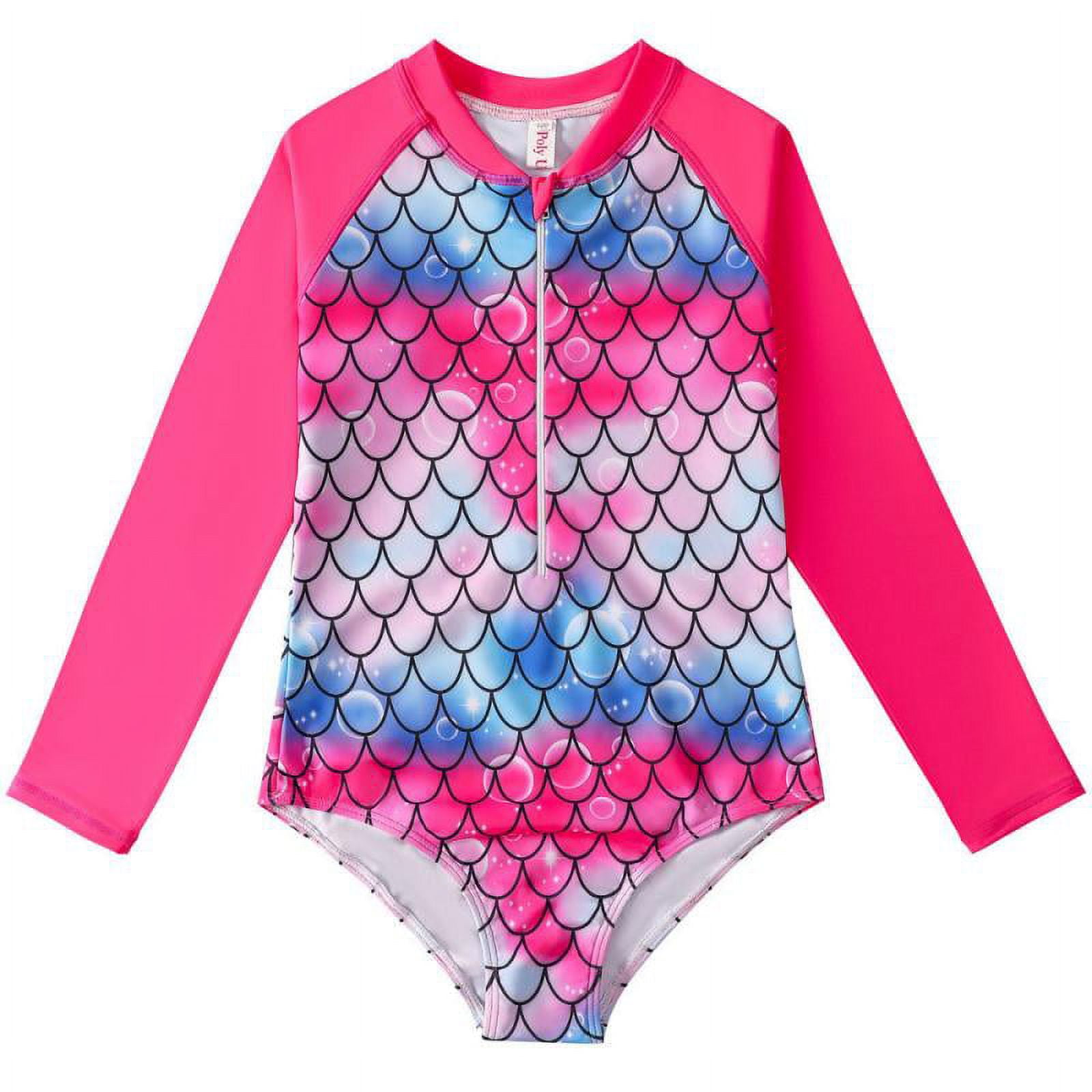 Girls Long Sleeve One Piece Swimsuit Zipper UPF 50+ Swimwear 28Years