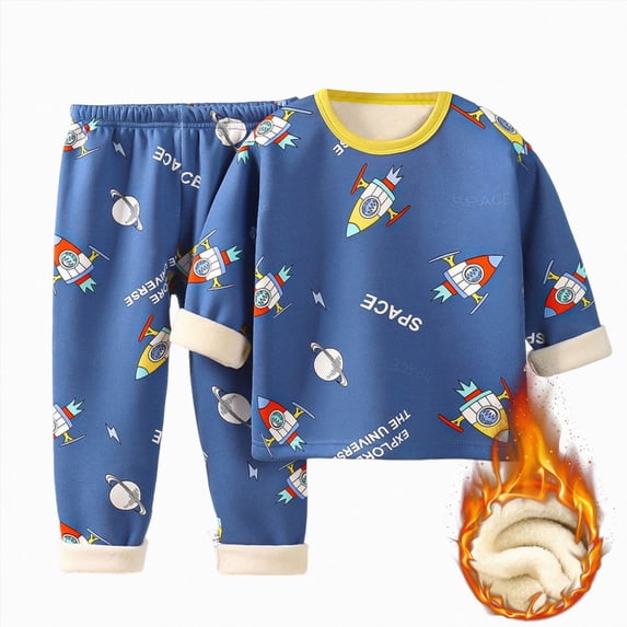 Girls Long Sleeve Pajama Set with Cartoon Print,Soft Cotton Sleepwear
