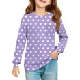 thumbnail image 1 of Girls Long Sleeve Polka Dot Pullover Crewneck Sweatshirt with Chest Pocket Casual Soft Top for Kids Youth, 1 of 4