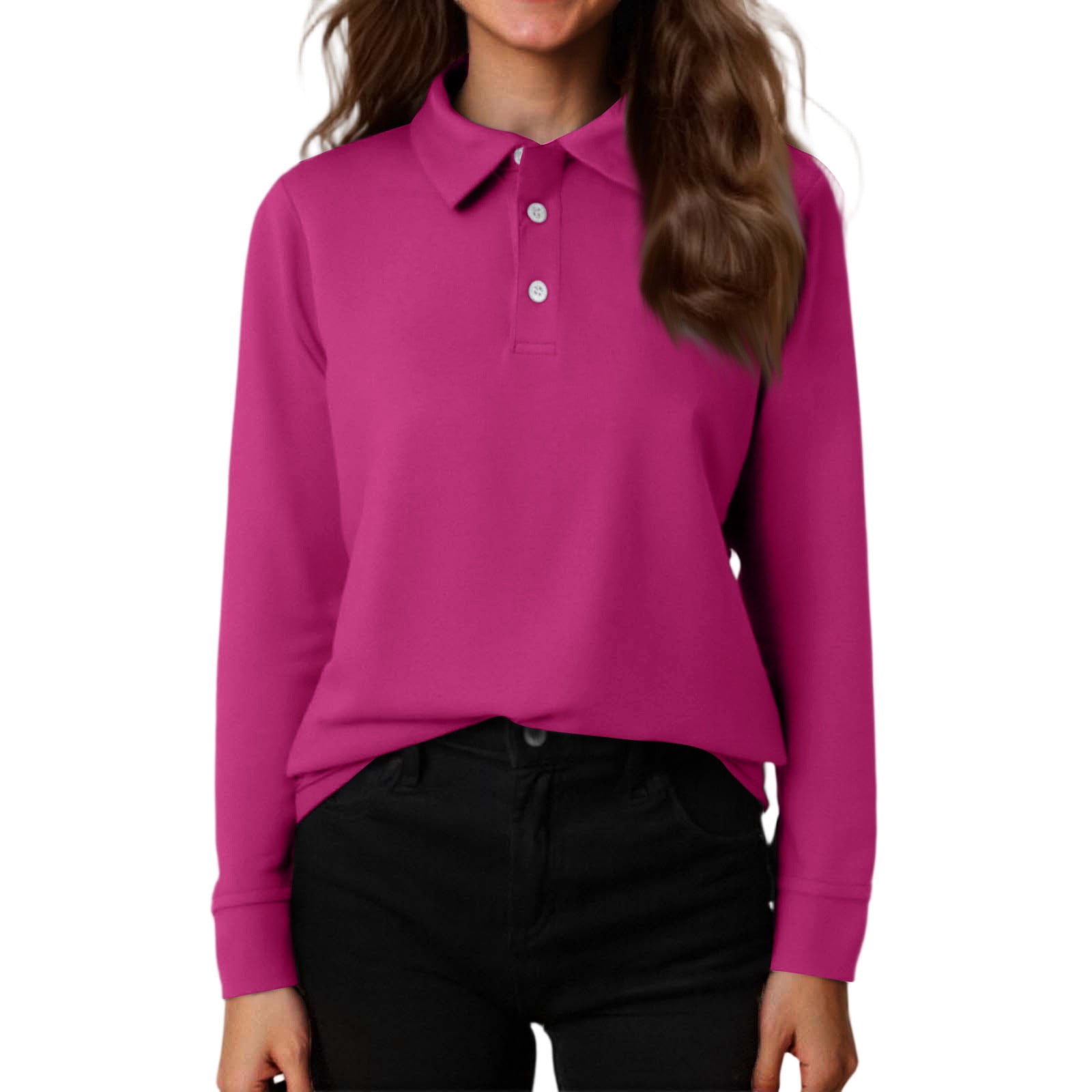 Girls' Long Sleeve Polo Shirt Casual Spring Collared Top Basic School ...