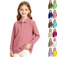 thumbnail image 1 of Girls Long Sleeve Polo Shirts Collared School Uniform Light pink,9-10 Years, 1 of 8