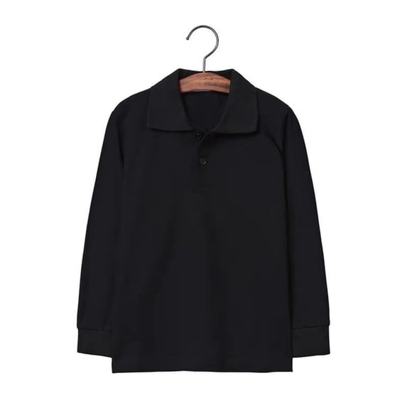 Girls Long Sleeve Polo Shirts Peter Pan Collar School Uniform Tops Tennis Performance Shirts Black 100