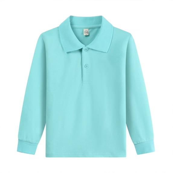 Girls Long Sleeve Polo Shirts Peter Pan Collar School Uniform Tops Tennis Performance Shirts Turquoise 160