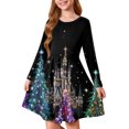 thumbnail image 1 of Girls' Long Sleeve Princess Dress - Fall Winter Heart Printed Christmas Dress A-Line T-Shirt Dress, 1 of 4