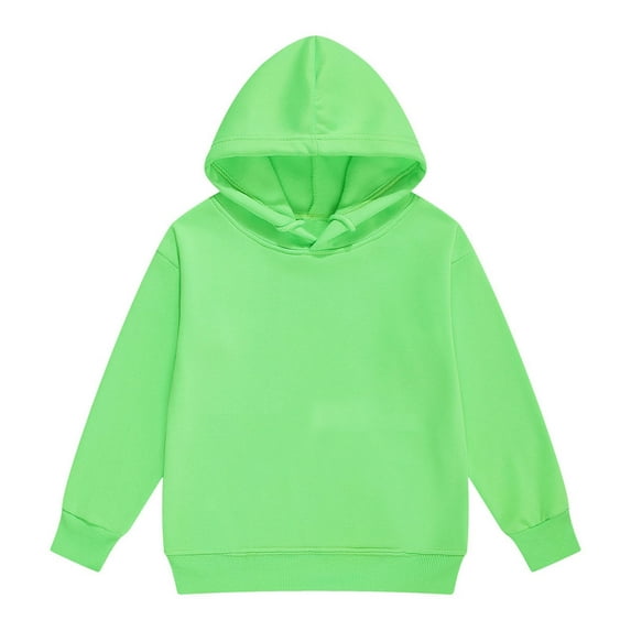 Girls Long Sleeve Pullover Hooded Sweatshirt Cozy Lined Outerwear Casual Solid Sweater For Toddler Teen 6-7 Years Green