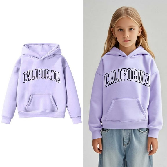 Girls Long Sleeve Pullover Hooded Sweatshirt Cute Casual Comfort Wear For Daily Activities