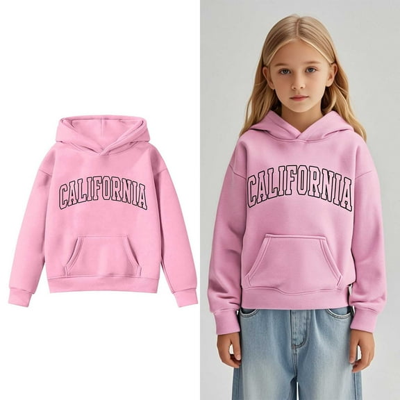 Girls Long Sleeve Pullover Hooded Sweatshirt Cute Casual Comfort Wear For Daily Activities