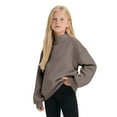 thumbnail image 1 of Girls Long Sleeve Pullover Sweatshirt High Neck Loose Fit Casual Top for Kids Soft Comfortable Cotton Blend, 1 of 4