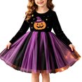 thumbnail image 1 of Girls Long Sleeve Pumpkin Embroidered Tutu Tulle Dresses Cosplay Costume Halloween Costumes for Girls Size 2-7 Years, 1 of 9