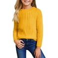 thumbnail image 1 of Girls Long Sleeve Ribbed Knit Pullover Sweater Classic Crewneck Casual Soft Lightweight Top for Kids Youth, 1 of 4