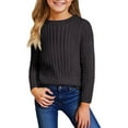 thumbnail image 1 of Girls Long Sleeve Ribbed Knit Pullover Sweater Classic Crewneck Casual Soft Lightweight Top for Kids Youth, 1 of 4