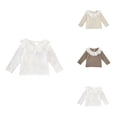 thumbnail image 1 of Girls Long Sleeve Ribbed Layering Tee with Peter Pan Collar & Lace â Soft Stretch Basic Top for Toddler Everyday Casual Wear, 1 of 9