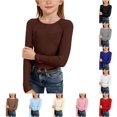 thumbnail image 1 of Girls Long Sleeve Ribbed Raglan Tee Stretchy Casual Basic Fit Crew Neck Shirt for Tween Youth 24 Months Girls Clothes Winter 13-14 Years, 1 of 5