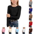 thumbnail image 1 of Girls Long Sleeve Ribbed Raglan Tee Stretchy Casual Basic Fit Crew Neck Shirt for Tween Youth 24 Months Girls Clothes Winter 13-14 Years, 1 of 5