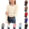 thumbnail image 1 of Girls Long Sleeve Ribbed Raglan Tee Stretchy Casual Basic Fit Crew Neck Shirt for Tween Youth 24 Months Girls Clothes Winter 13-14 Years, 1 of 5